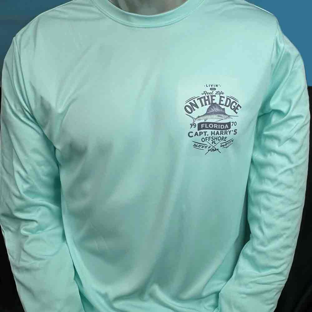 Capt. Prodotti di Harry, Camicia performante L/S Sailfish Beeline Seafoam di Capt Harry's