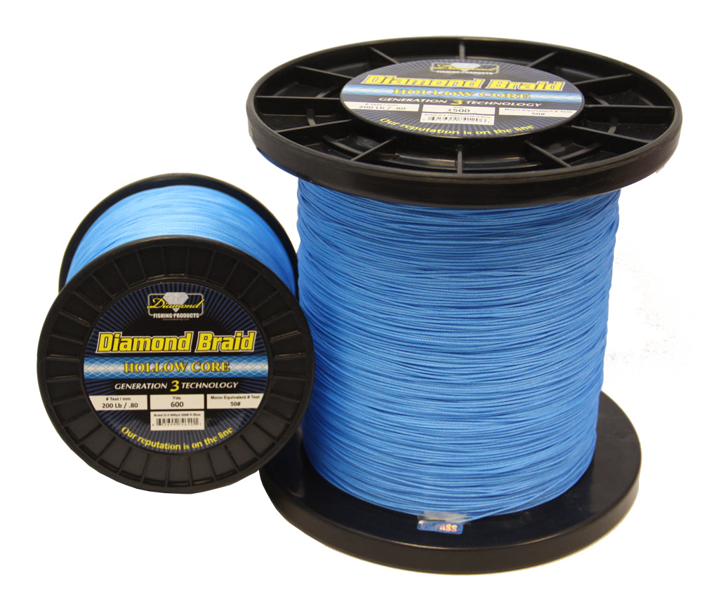 Prodotti per la pesca Diamond, Prodotti per la pesca Diamond 600yds linea di treccia diamantata con nucleo vuoto blu